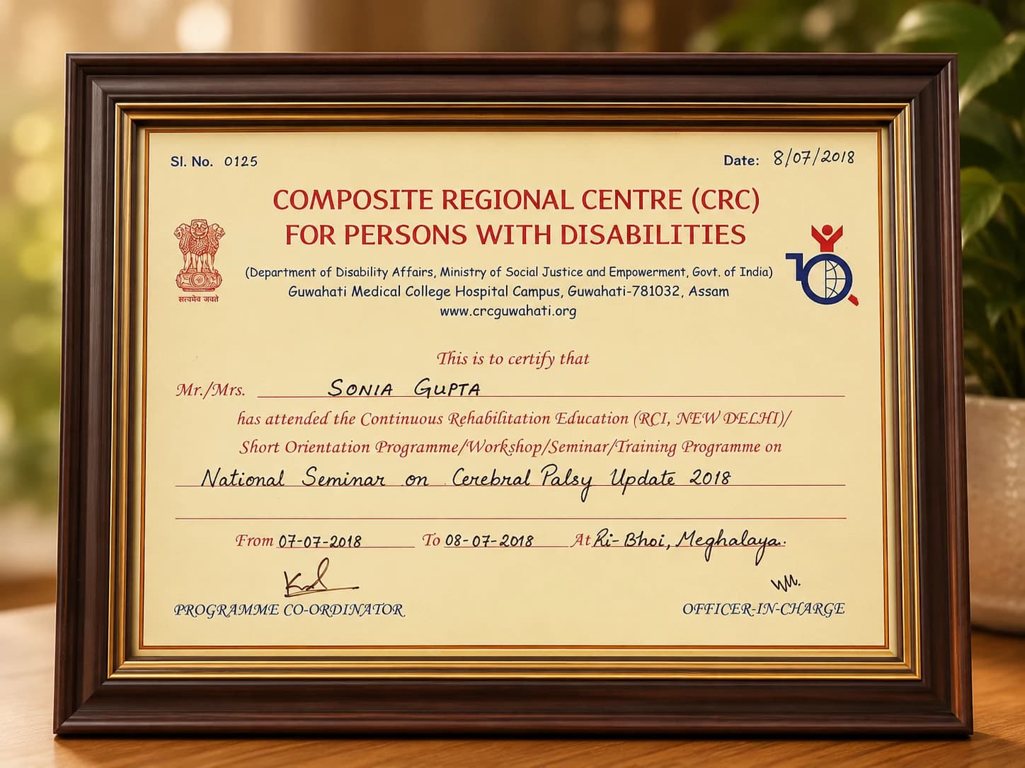 Certificate of Neurodevelopmental Speech Specialist Course issued by Vidyarthi, SOCH Kolkata & Mom's Belief
